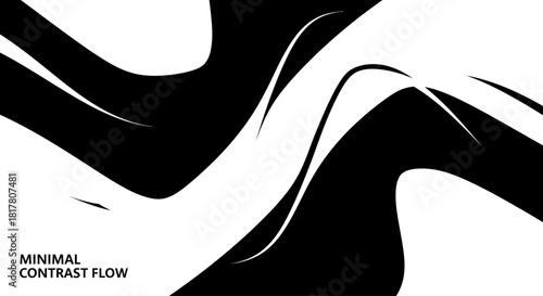 Dynamic monochrome abstract composition featuring undulating shapes and contrasting tones creating