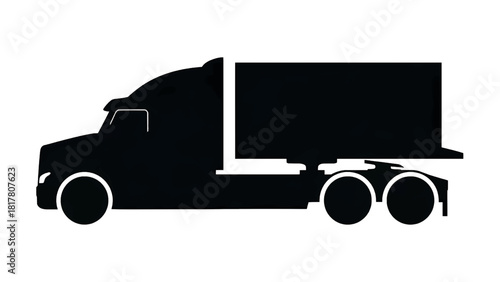 Vector illustration of silhouette of a semi truck tractor trailer hauling cargo isolated on transparent background 