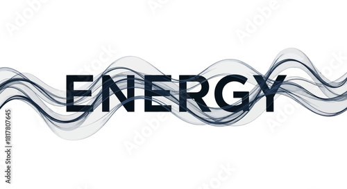 Dynamic energy concept with stylized waves enhancing the word energy in bold lettering