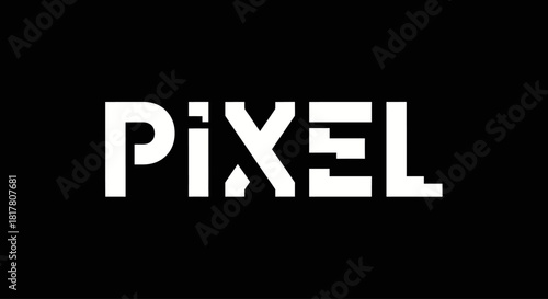 Minimalist pixel typography on a black backdrop emphasizing modernity and digital aesthetics