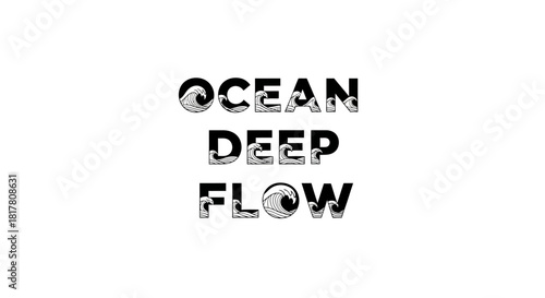 Conceptual artwork showcases ocean depths and rhythmic wave flow in typography art