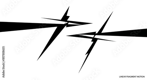 Dynamic visual composition showcasing abstract linear forms, emphasizing sharp contrasts and rapid