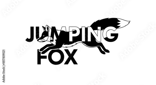 Bold fox illustration with jumping text incorporation, a minimalist artwork evoking wildlife charm