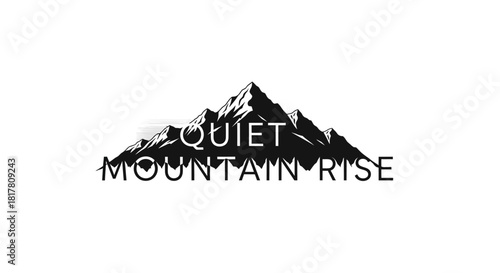 Minimalist mountain peak illustration with bold text conveying a sense of serenity
