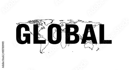 Abstract vector representation of the world with the word 'global' for international projects