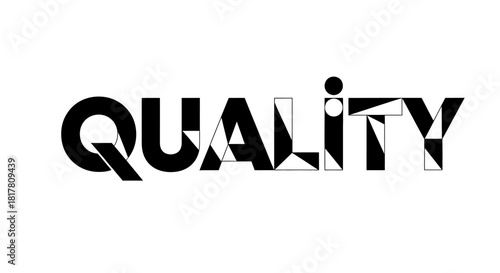Bold typographic visualization of the word Quality a modern and geometric approach