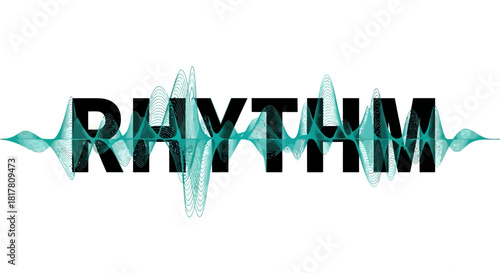 Rhythmic Vibrations Visualized: Oscillating Waves Interacting with Bold Typography Display