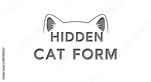 Minimalist conceptual emblem featuring feline ears and shadowed text for branding