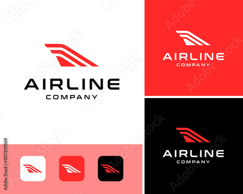 Airway Fin Tail Wing Plane Abstract Modern Speed Airline Aviation Vector Logo Design Illustration