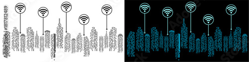 Smart City Internet Vector Ideal for graphics related to urban technology, connectivity, digital infrastructure, and modern city management concepts.