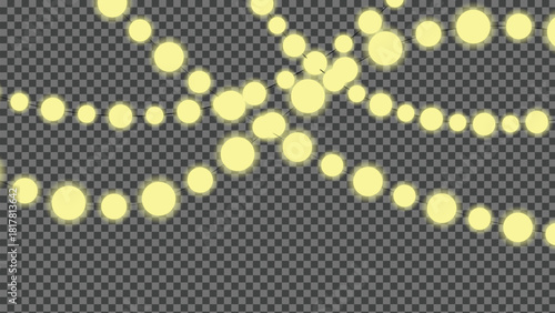 Glowing string lights create a festive atmosphere on transparent background