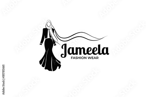 fashion muslim hijab logo design template illustration