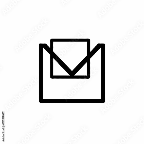 Illustration of a stylized box shape with an inverted v shape inside another box outline design