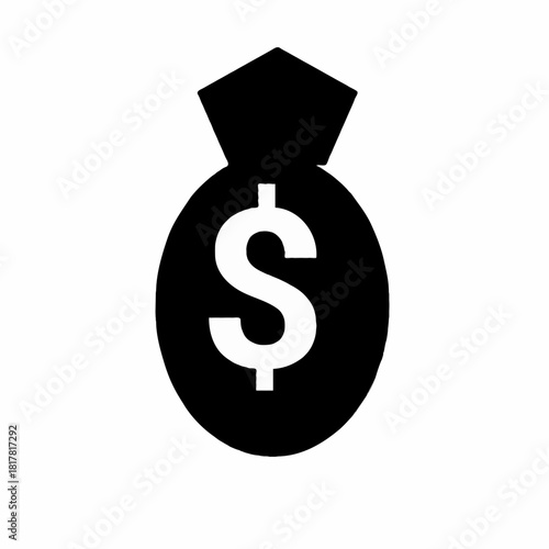 A black money bag with a white dollar sign on it, representing wealth, finance, and prosperity in business