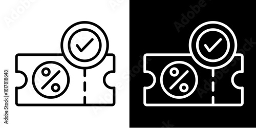 Discount Coupon  Icon Set White Style Collection