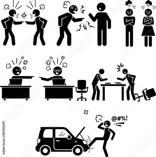 Verbal Argument and Conflict Pictogram Set