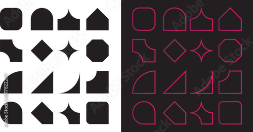 Geometric Distort Transform Shape Set Vector Illustration