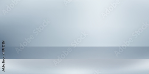 Blue white gradient abstract pattern studio background Light gives luxurious shine. Walls and floor of room sparkling, flat metal, with deep curves and dimensions. cool tone, feeling of water