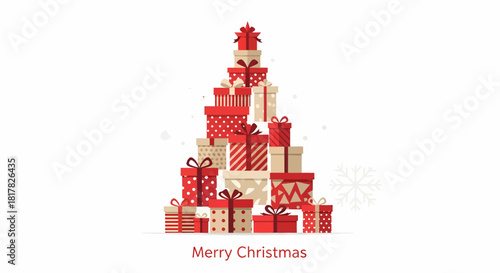 Christmas Tree Made of Gifts Festive Holiday Season Celebration