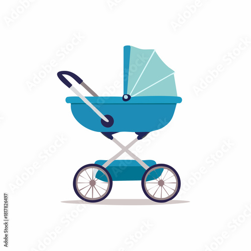 Blue Baby Stroller with Canopy for Infant Transportation.