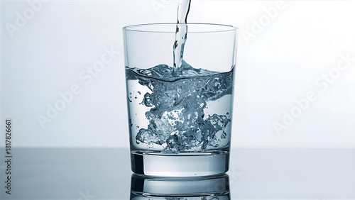 water in glass with beautiful scenery