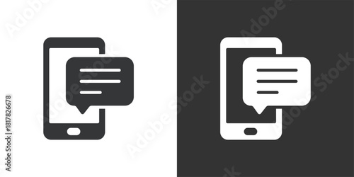 Message on Mobile icon. Solid glyph series icon