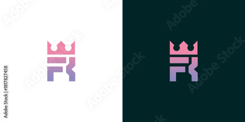 Modern Royal 'FR' Monogram Logo Design with Crown Symbol