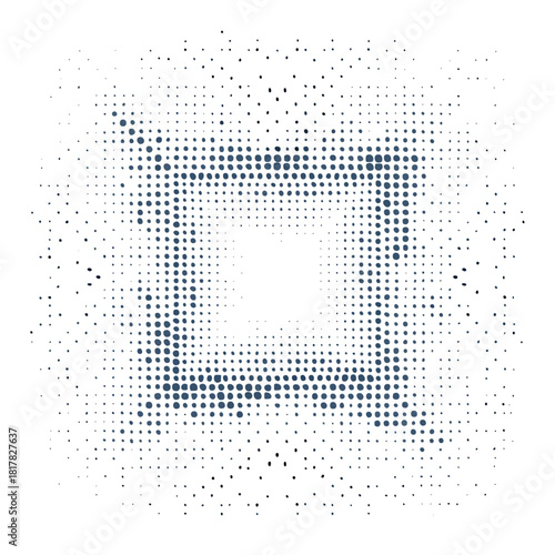 Abstract square pattern of dots fading into white background, creating a modern design.