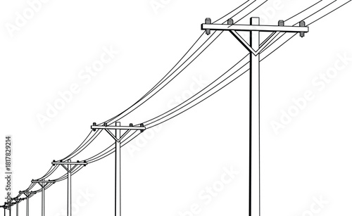  Utility pole vector illustration, electric power line drawing, telecommunication pole t