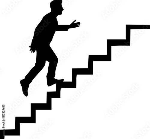Motivational person climbing stairs vector design for business and life progress