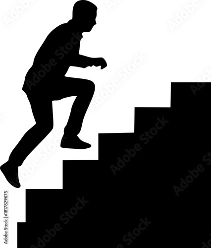 Person climbing stairs silhouette design representing success and achievement concept
