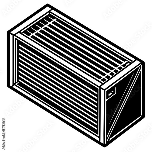 Isometric illustration of a shipping container isolated on
