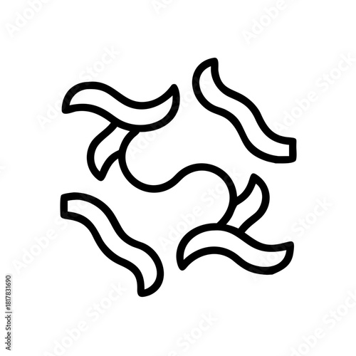 Stylized worms in a circular arrangement isolated on