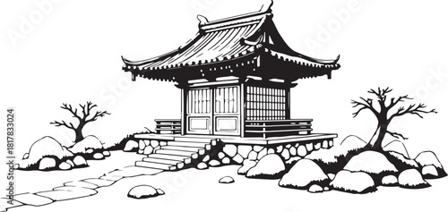 japanese castle in the forest