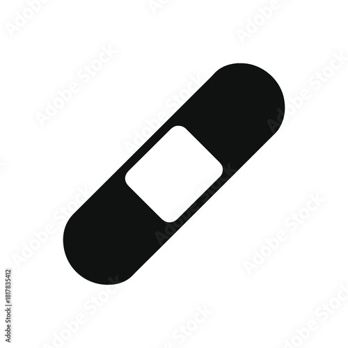 Bandage strip silhouette icon, medical adhesive band-aid vector