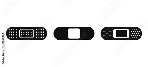 Bandage strip silhouette icon, medical adhesive band-aid vector