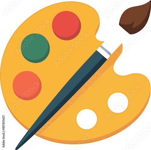 Art palette with brush and paints education draw studio creative school painting