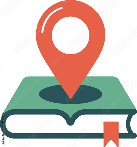 Book location icon as sign of knowledge discovery and academic institution