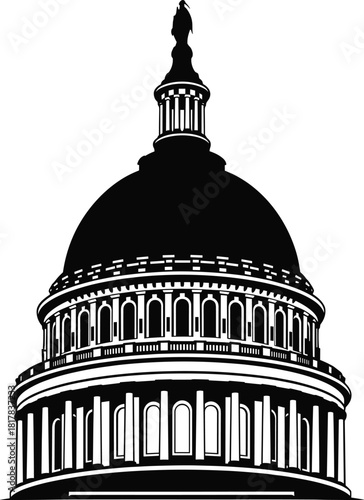 US Capitol Building Dome Silhouette Vector