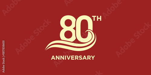 80th anniversary logo design. Celebration day special vector symbol concept.