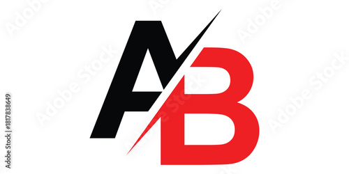 abstract creative black red AB letter logo.