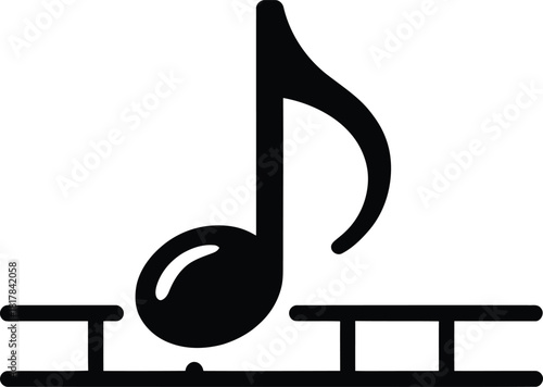 Musical note on staff is placed on horizontal lines to represent sound pitch