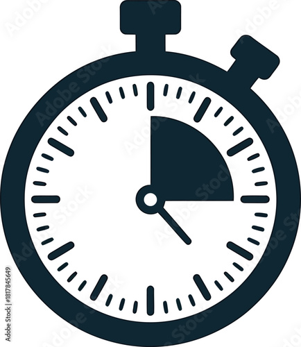 Simple Stopwatch Icon Illustration with Forty Five Second Time on Clear Backdrop