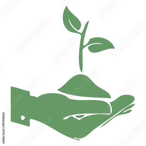 Hand holding plant sprout