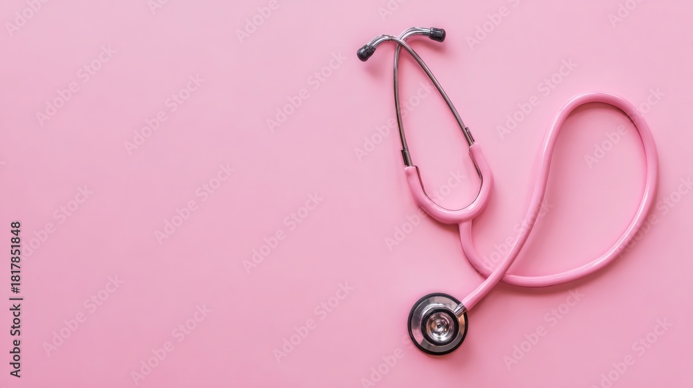 Fototapeta premium Pink Stethoscope on Soft Pink Background for Health and Medicine