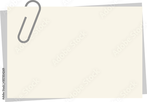 Two Small Blank Memo Papers with Silver Paper Clip - SVG Vector Illustration