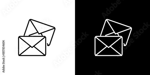 Envelope Icons Stacked Mail Symbols in Black and White Designs