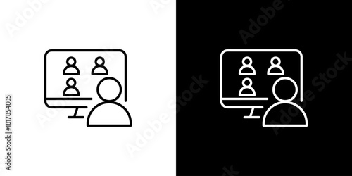 Virtual Collaboration Icon Illustrating Online Video Conference Calls and Remote Team Meetings for Digital Communication and Connectivity