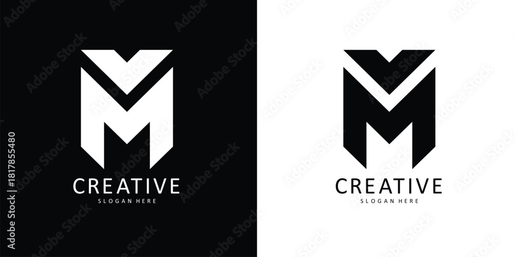 Naklejka premium M letter monogram logo, MM initials logo design.