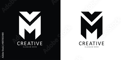 M letter monogram logo, MM initials logo design.